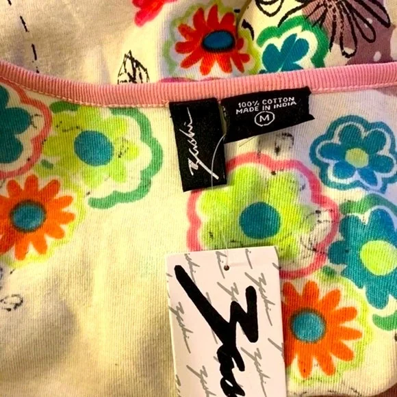 NWT Zashi multicolored sequin beaded knit top. 100% cotton. Medium - Picture 4 of 7